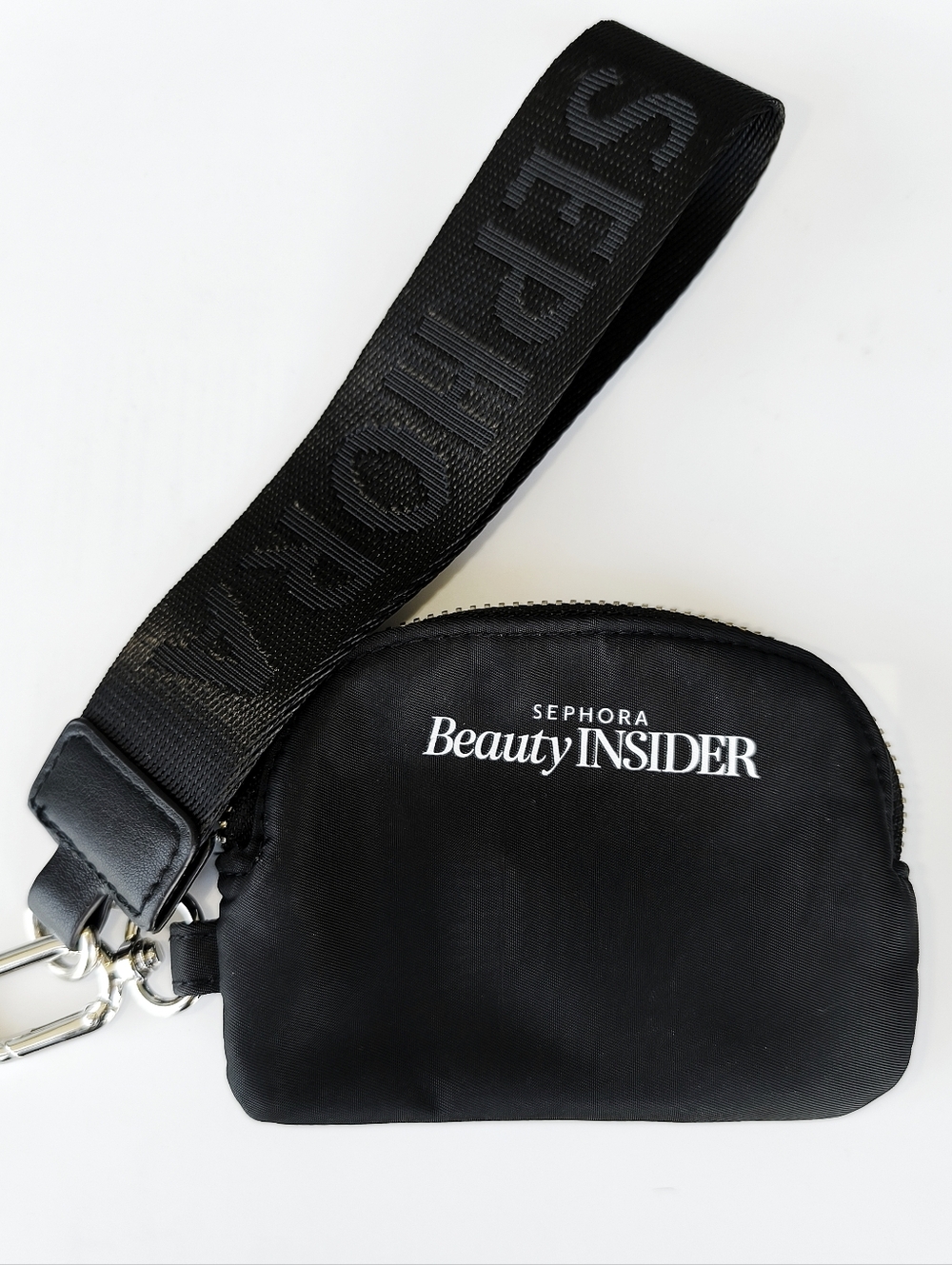 Sephora Beauty Insider Black Nylon WRISTLET POUCH Clip On